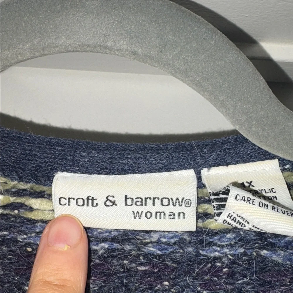 Croft & Barrow Blue and Green Knit Cardigan - Picture 2 of 8
